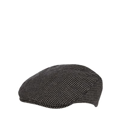 Hammond & Co. by Patrick Grant Grey dogtooth patterned flat cap with wool
